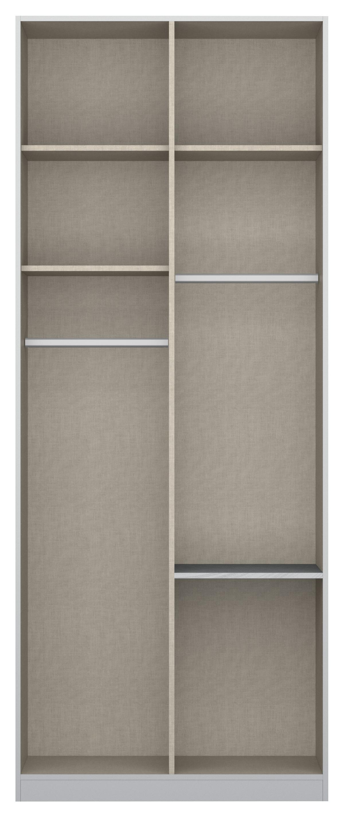 Drehtürenschrank mit Laden 91 cm Alabama, Seidengrau - Hellgrau, MODERN, Holzwerkstoff (91/229/54cm)