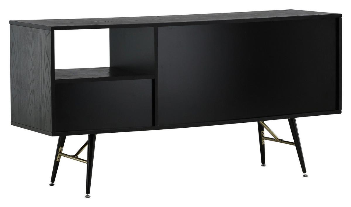Lowboard Gold - Schwarz, Design, Holzwerkstoff/Metall (160/80/46cm) - Livetastic