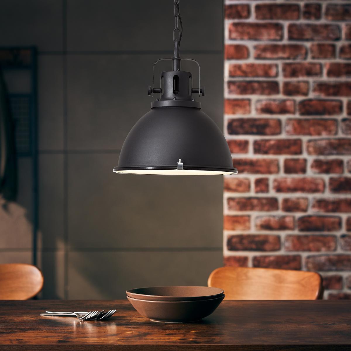 Hängeleuchte Jesper Glas H: 133 cm 1-Flammig, Schwarz - Schwarz, Trend, Glas/Metall (38/133cm) - Brilliant