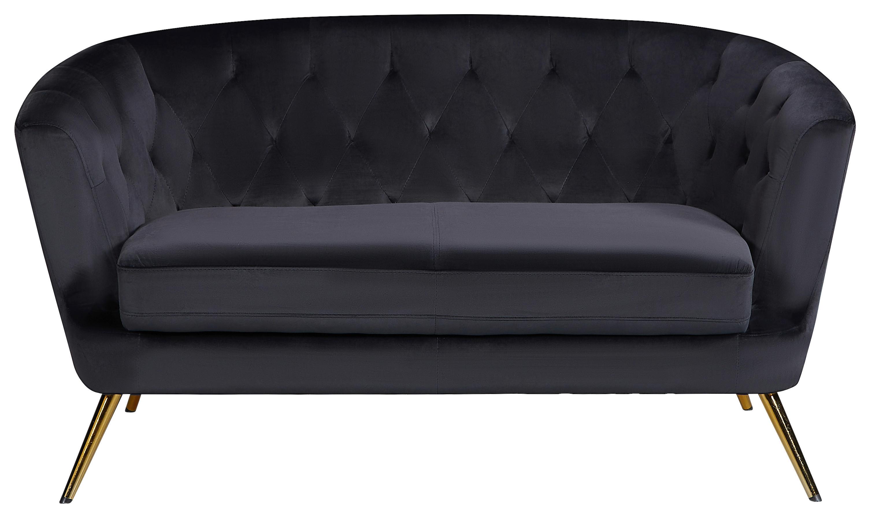 2-Sitzer-Sofa Lita Schwarz B: 150 cm - Goldfarben/Schwarz, MODERN, Textil/Metall (150/78/83cm) - Ti'me