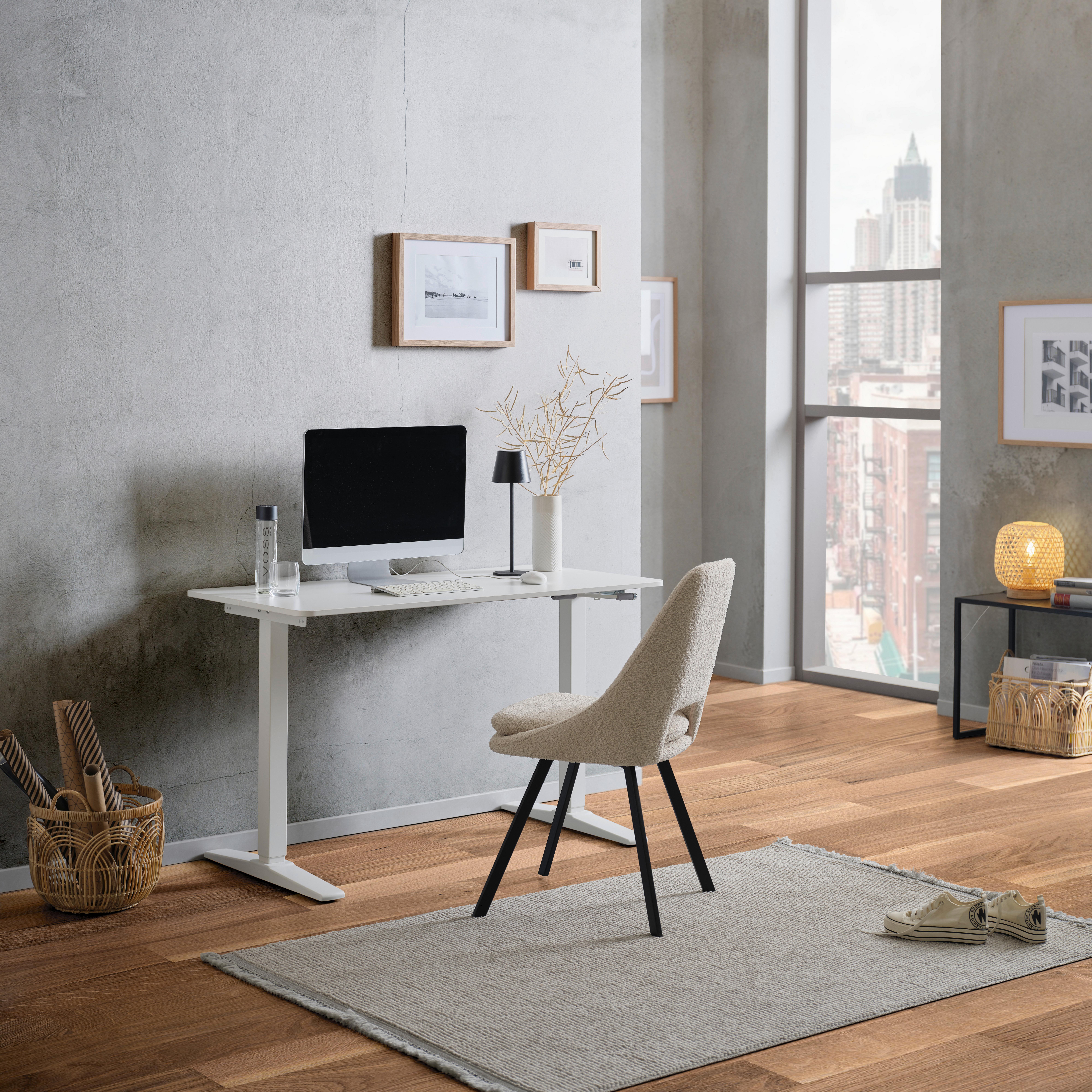 Schreibtisch B 75-120cm H 60cm Easy Weiß - Weiß, MODERN, Holzwerkstoff/Kunststoff (120/60/75cm) - MID.YOU