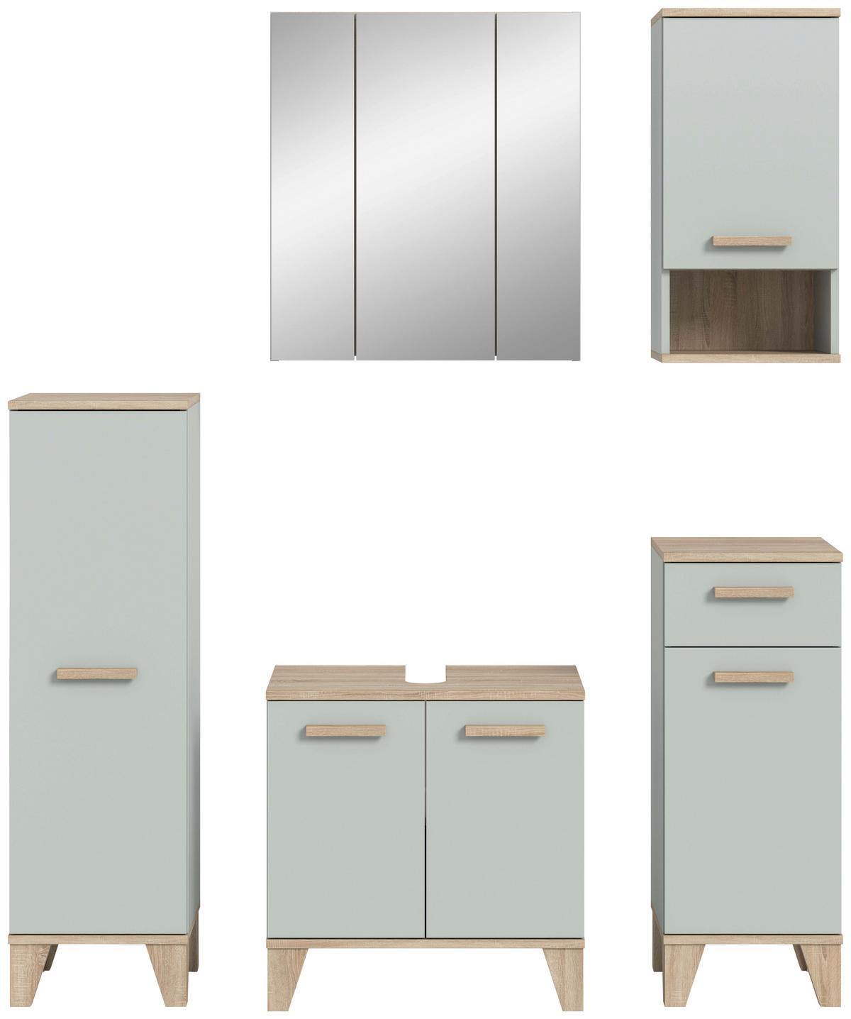 Badezimmer Star Hellgrün/Eiche Dekor B: 128cm - Eichefarben/Eiche San Remo, MODERN, Holzwerkstoff (128/184/34cm) - MID.YOU