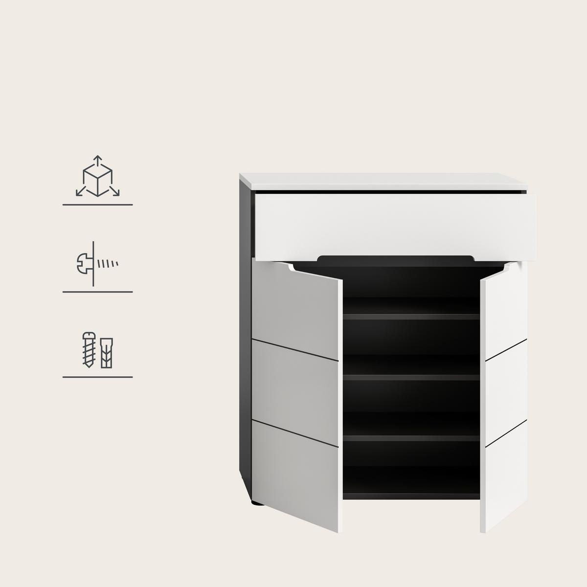 Garderobe Canu 2-Teilig Grau/Weiß B: 80 cm - Weiß/Grau, Design, Holzwerkstoff (80/190/37cm) - Livetastic