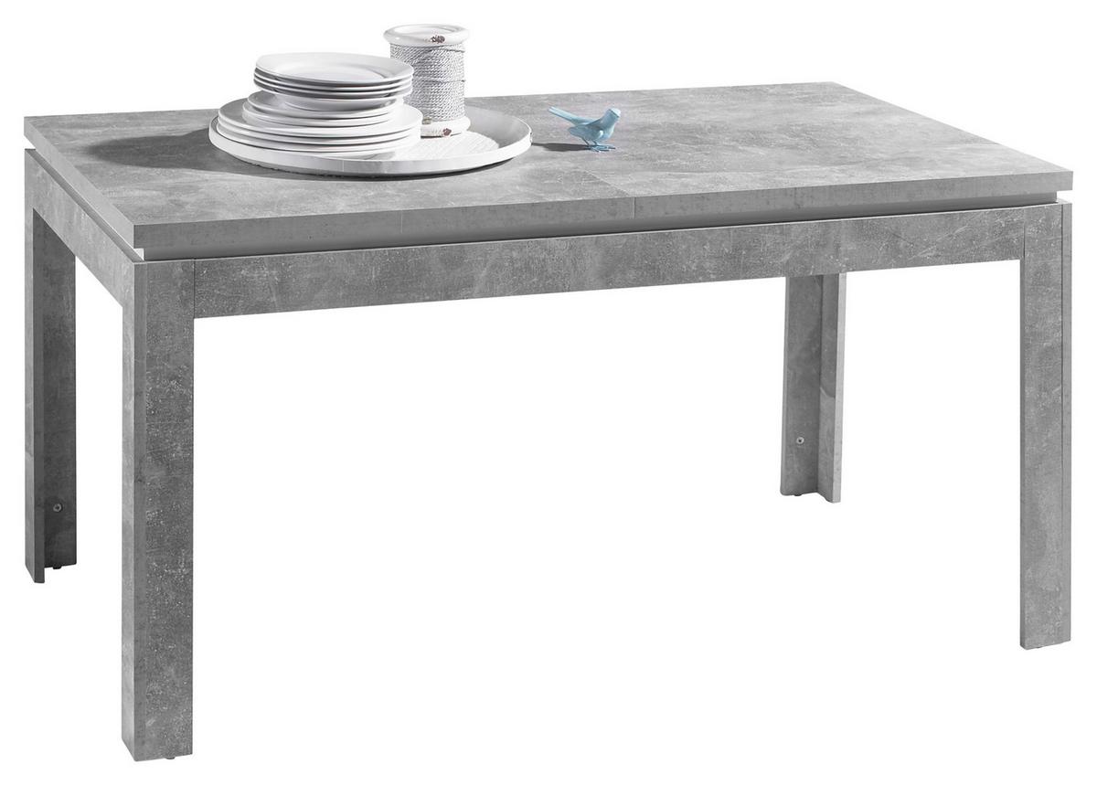 Esstisch ausziehbar Stone 140x80 cm Betonoptik - Weiß/Grau, MODERN, Holzwerkstoff (140/80/76cm) - MID.YOU
