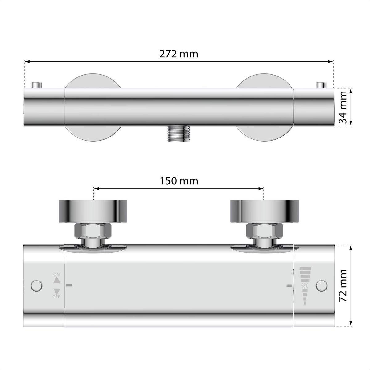 Duscharmatur Carneo Chrom - Silberfarben, Design, Metall (8,4/3,4/27,2cm) - Schütte
