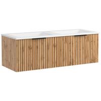 Waschbecken mit Unterschrank Chester B: 120 cm - Eiche Wotan/Schwarz, MODERN, Holzwerkstoff/Stein (120cm) - Held
