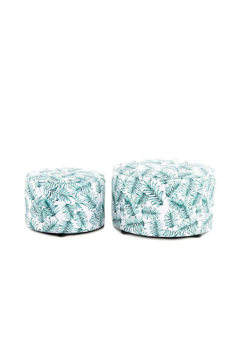 Stapelhocker Indira Flower Weiß Grün H: 32/36 Cm 2er-Set