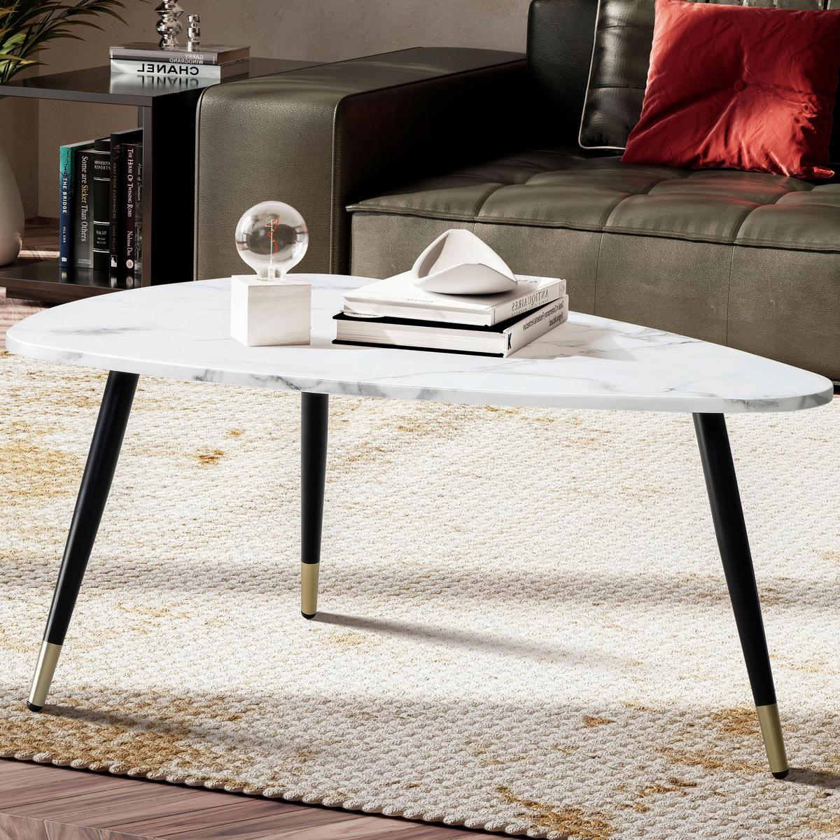 Couchtisch Weiß L: 90 cm - Goldfarben/Schwarz, Design, Holzwerkstoff/Metall (90/60/41cm) - MID.YOU