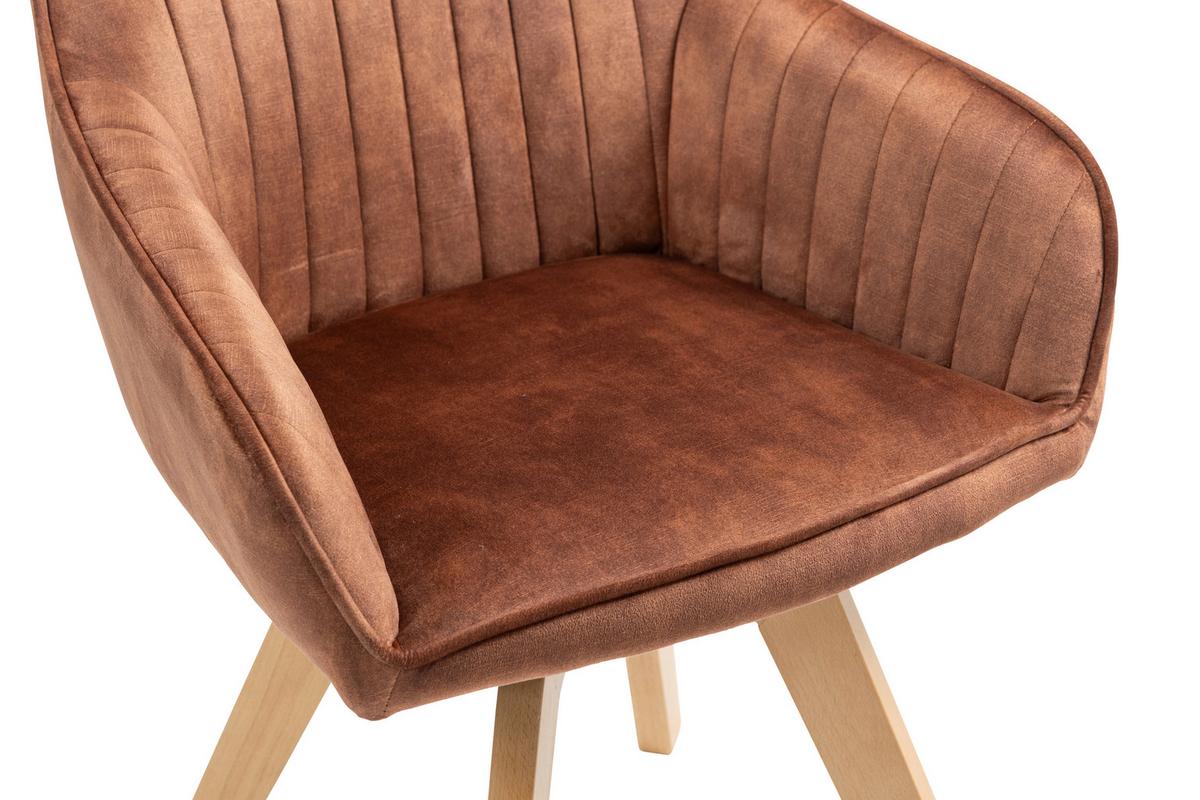 Armlehnstuhl Hanna drehbar Samt Braun,sitzfl. 180° Drehb. - Buchefarben/Braun, KONVENTIONELL, Holz/Textil (63/83/63cm) - MID.YOU