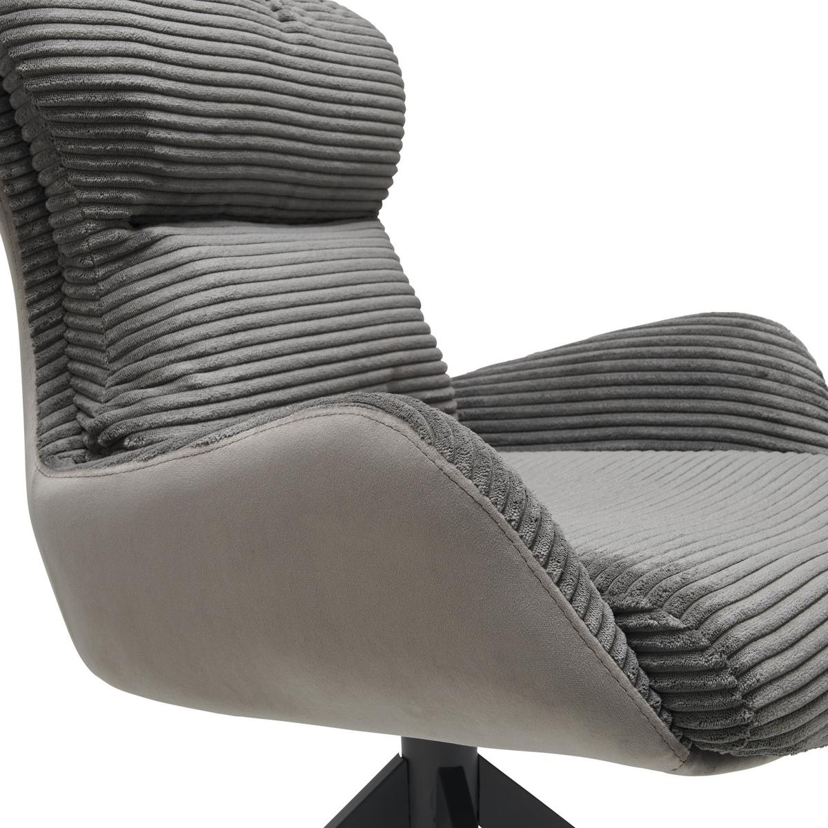 Armlehnstuhl Vanja Grau Gepolstert - Schwarz/Grau, LIFESTYLE, Textil/Metall (58/88/68cm) - MID.YOU