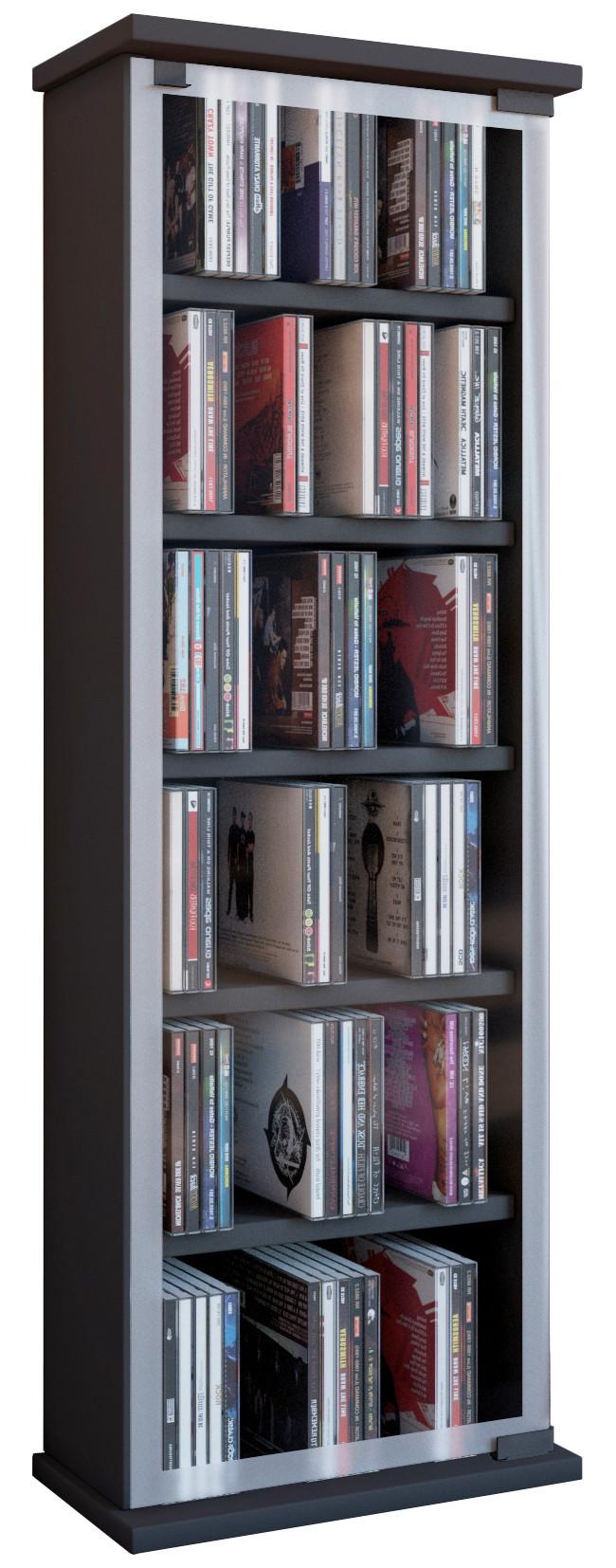 CD Regal mit Glastür Classic 31 cm Schwarz