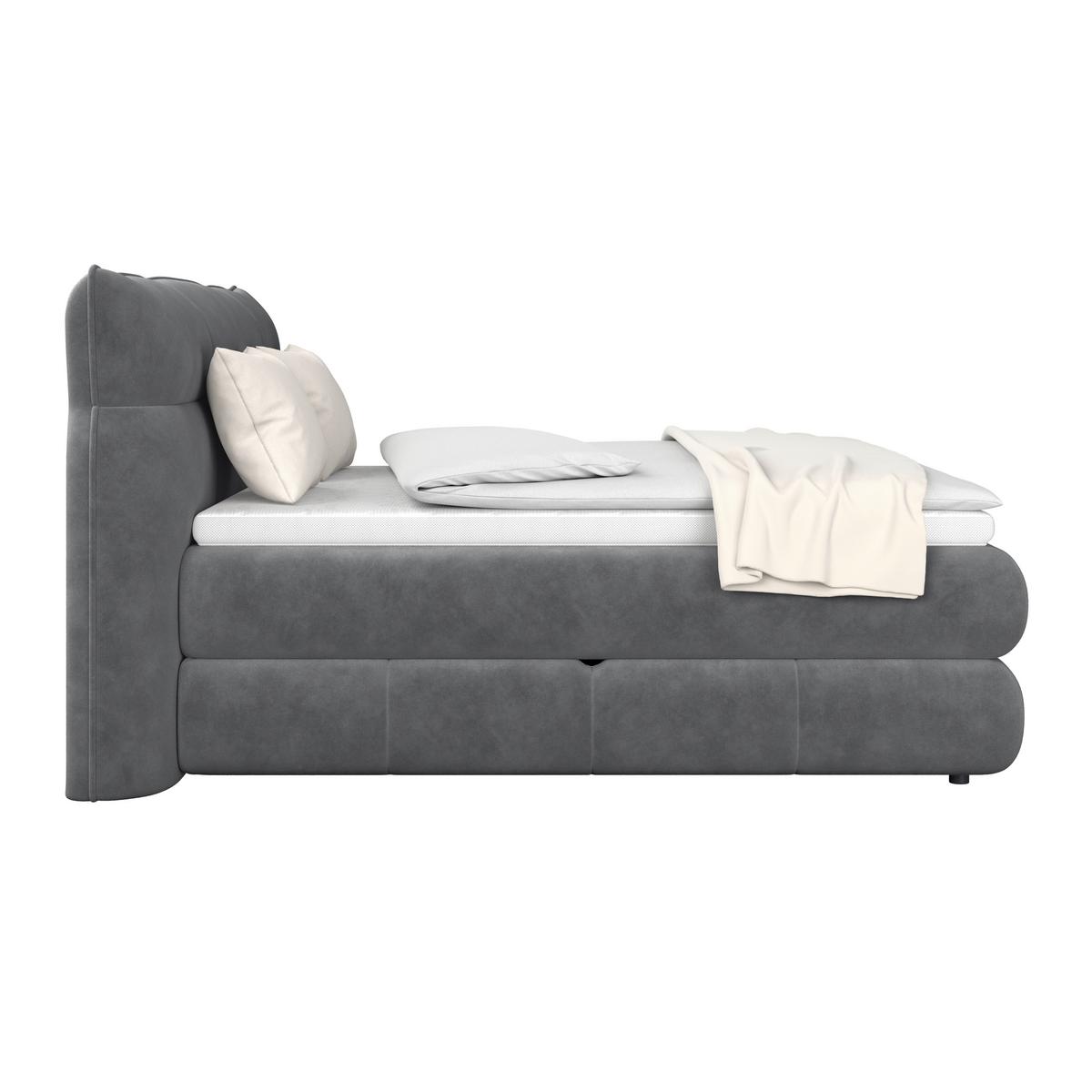 Boxspringbett Carmelo Anthrazit 160x200 cm H4 - Anthrazit/Schwarz, Trend, Textil (160/200cm)