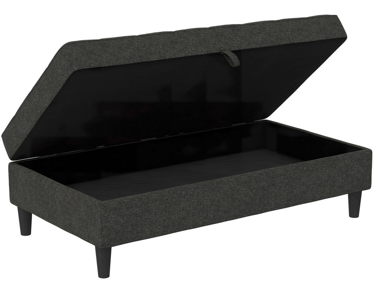 Hocker Palermo Anthrazit, mit Stauraum - Anthrazit/Schwarz, Basics, Textil (130/43/69cm) - Livetastic