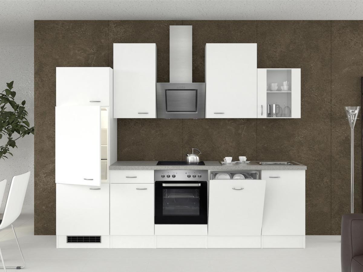 Küchenzeile Wito mit Geräten 280 cm Weiß/Grau Modern - Hellgrau/Weiß, MODERN, Glas/Holzwerkstoff (280cm) - FlexWell