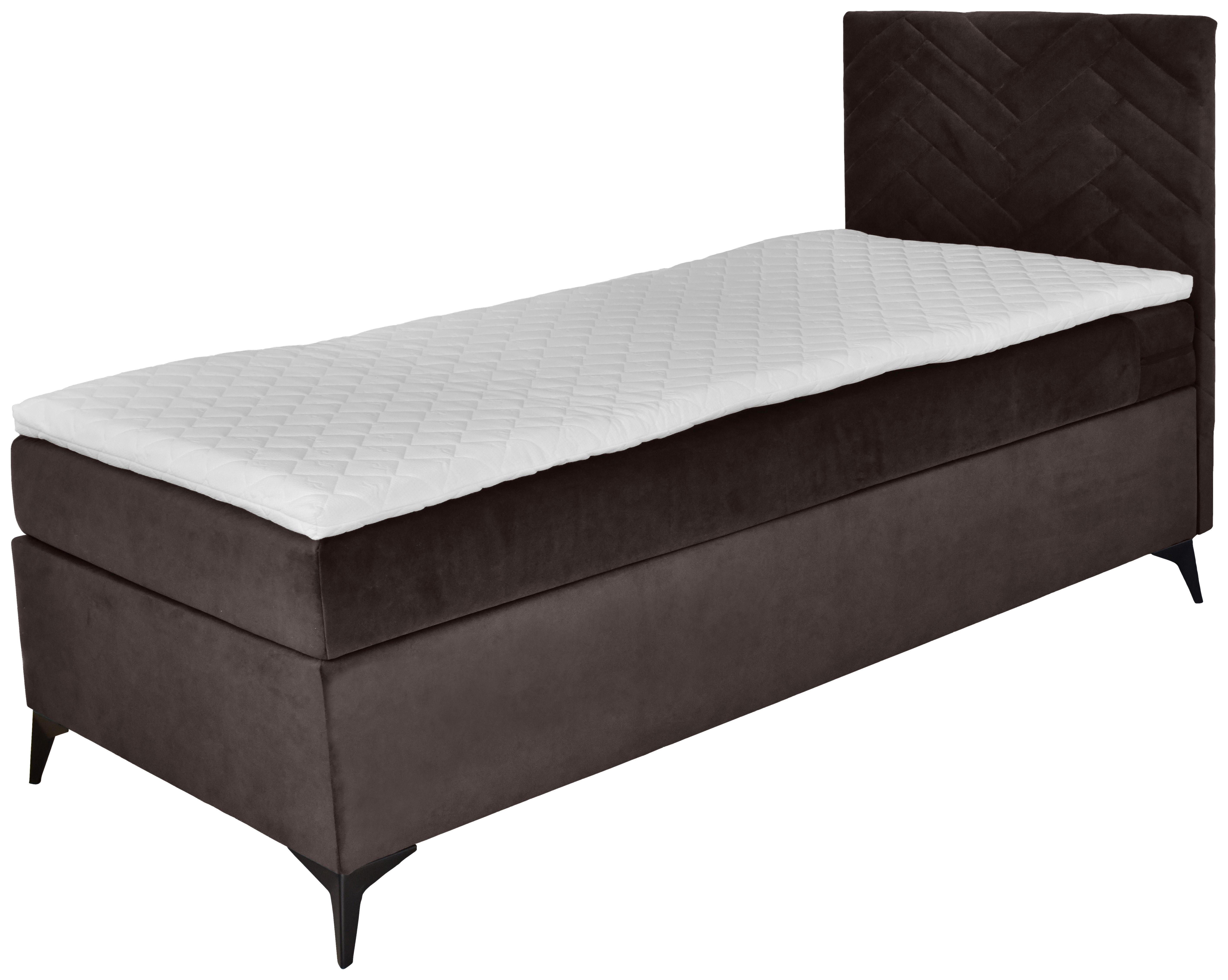 Boxspringbett Mit Topper 90x200 Cm Evan - Schwarz/Braun, Basics, Holz/Textil (90/200cm) - P & B