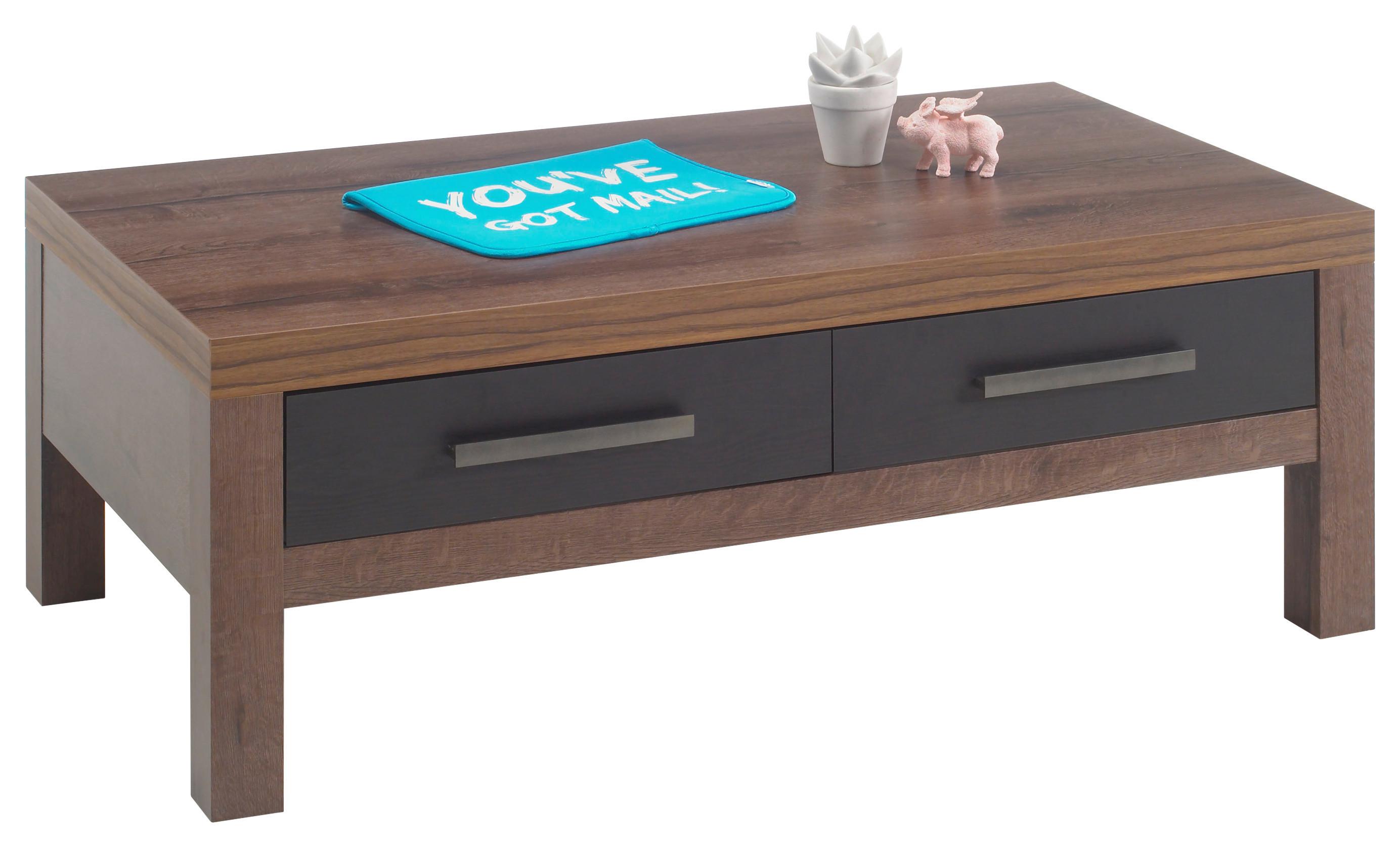 Couchtisch Mit Schubladen Balin, Trüffeleiche/schwarz - Eichefarben/Trüffeleichefarben, KONVENTIONELL, Holzwerkstoff (110/60/40cm) - MID.YOU