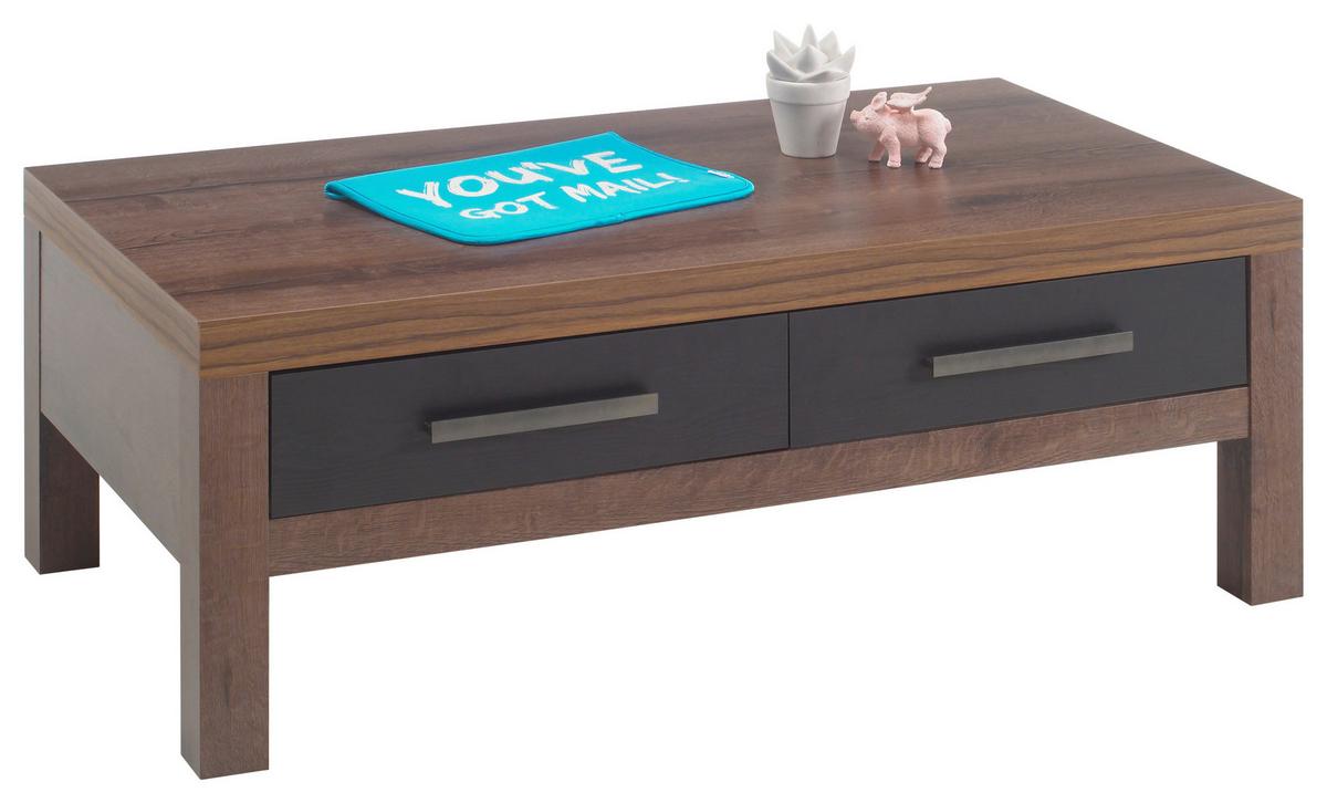 Couchtisch mit Schubladen Balin, Trüffeleiche/Schwarz - Eichefarben/Trüffeleichefarben, KONVENTIONELL, Holzwerkstoff (110/60/40cm) - MID.YOU