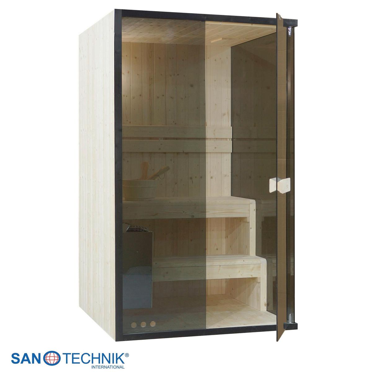 Sauna FALUN M geeignet für 2 Personen - Fichtefarben, Basics, Glas/Holz (120/120/200cm) - Sanotechnik