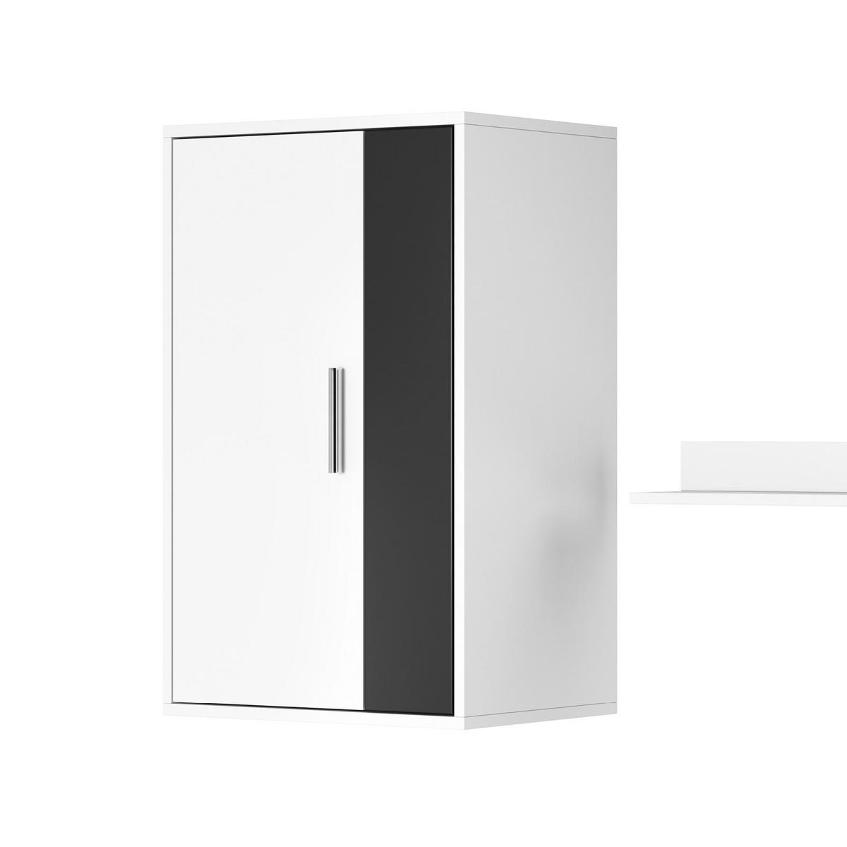 Wohnwand Modern 4 -Teilig. Berno, Weiß/Schwarz - Alufarben/Schwarz, Basics, Holzwerkstoff (190/150/40cm) - P & B