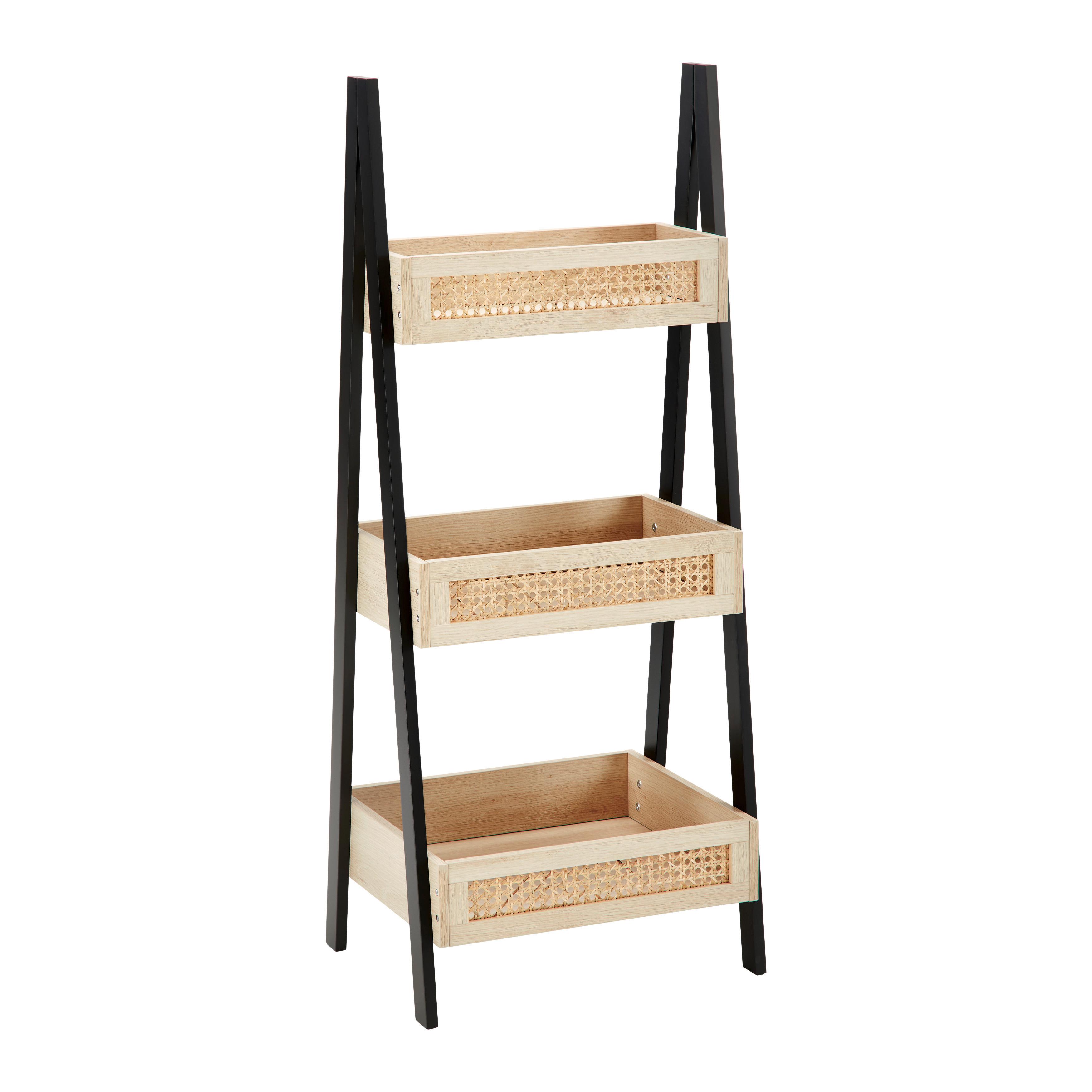 Regál DENIS - černá/přírodní barvy, Moderní, dřevo/kompozitní dřevo (45/110/35cm) - Bessagi Home
