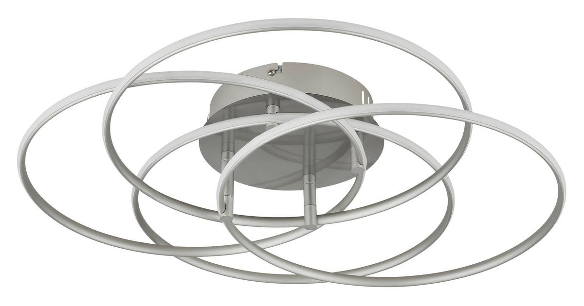 LED-Deckenleuchte Kombos Weiß Nickelfarben D: 51,5 cm - Weiß/Nickelfarben, Design, Kunststoff/Metall (51,5/11,4cm) - Globo