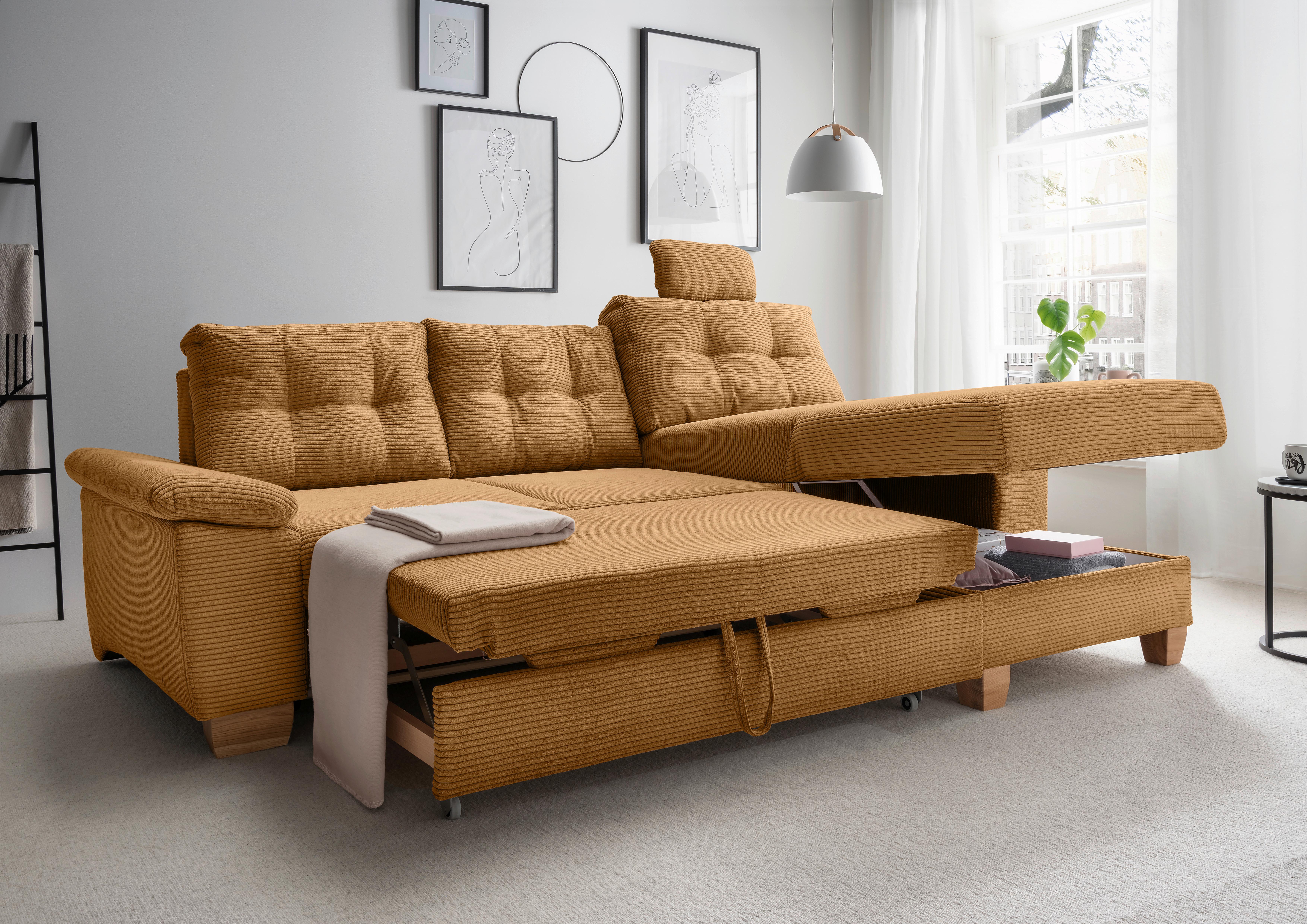 Ecksofa Brizzini Goldfarben S: 270x176 Cm - Goldfarben/Naturfarben, MODERN, Textil (270/176cm) - Livetastic