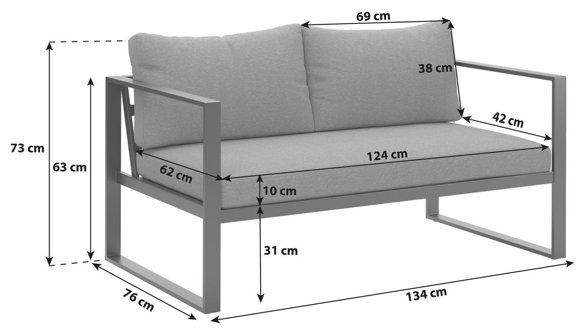 Lounge Kanapé Brest - antracit, Modern, textil/fém (134/63/76cm) - Beldano