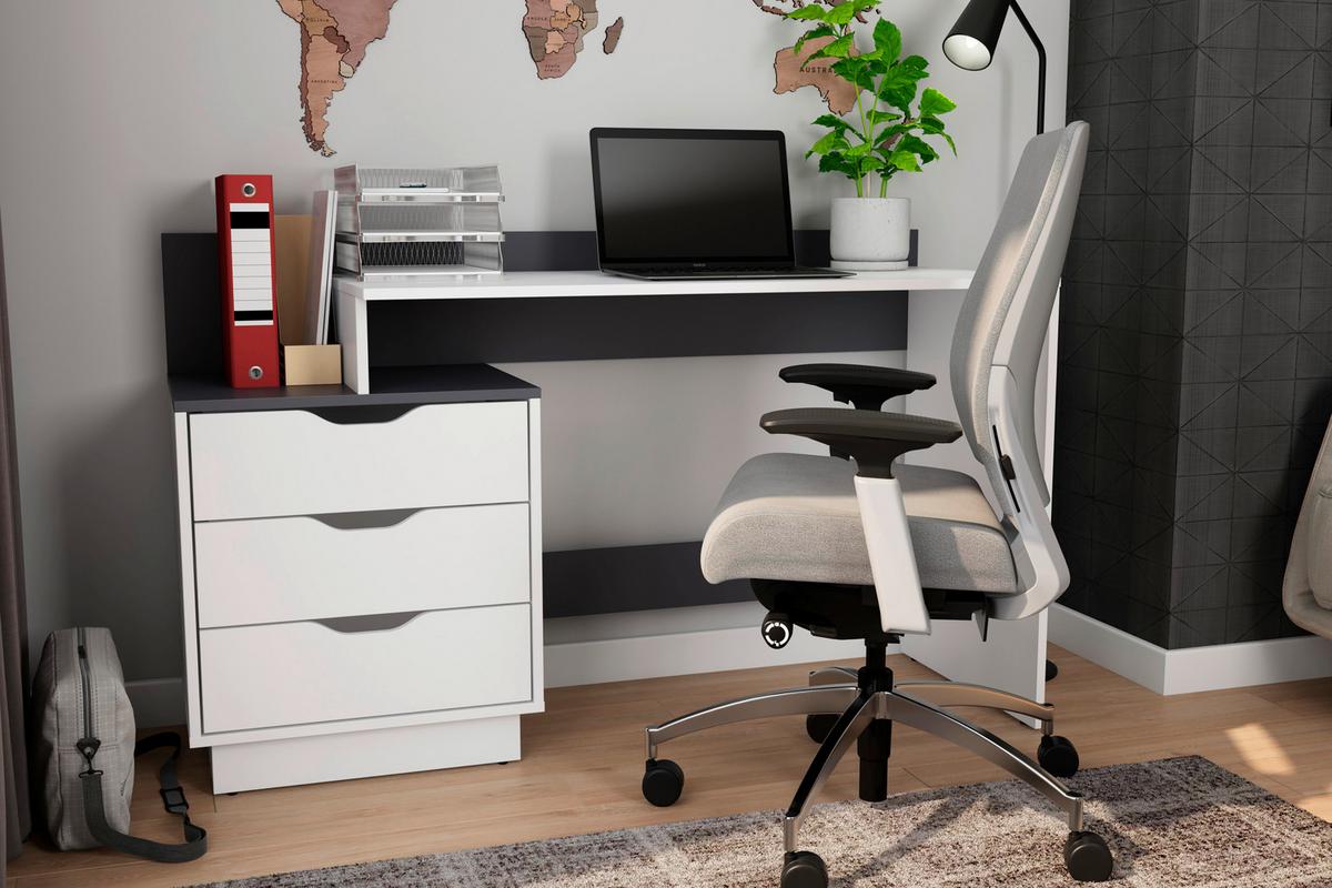 Schreibtisch Belfast - Anthrazit/Weiß, MODERN, Holzwerkstoff (138/51,5/83,5cm) - MID.YOU