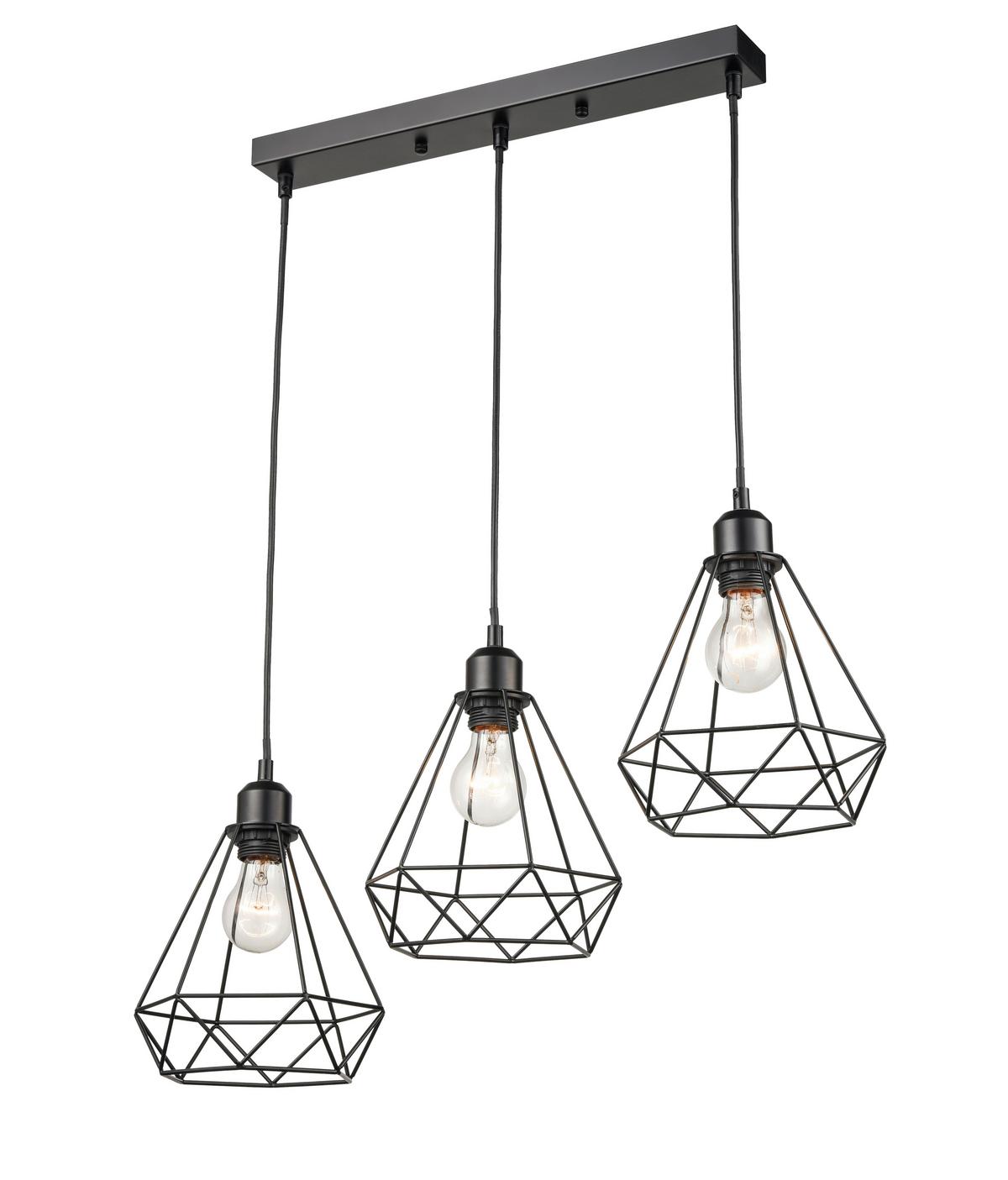 Hängeleuchte Anastasia H: 120 Cm 3-Flammig, Schwarz - Schwarz, ROMANTIK / LANDHAUS, Metall (50/18/120cm) - James Wood