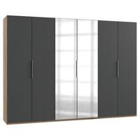 Drehtürenschrank 300cm Level, Graphit/eiche Dekor - Eichefarben/Graphitfarben, MODERN, Holzwerkstoff (300/216/58cm) - MID.YOU