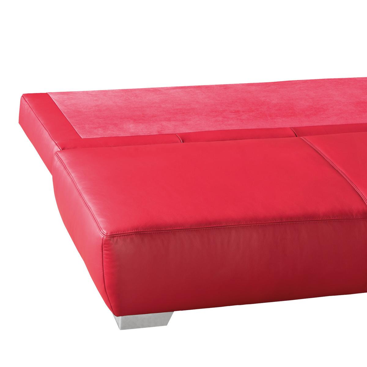 2-sitzer-sofa Mit Schlaffunkt. Und Bettkasten Nikita Rot Leder - Chromfarben/Rot, KONVENTIONELL, Leder (195/85/90cm) - Livetastic