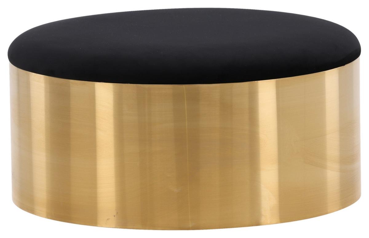 Hocker Puff - Goldfarben/Schwarz, Design, Textil/Metall (45/46/45cm) - Livetastic