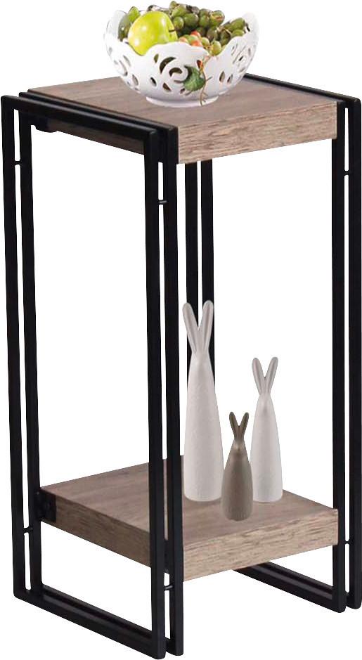 STĹPOVÝ STOJAN NA KVETY SCOTT 4 - čierna/farba duba, Modern, kov/kompozitné drevo (30/55/30cm) - Ondega