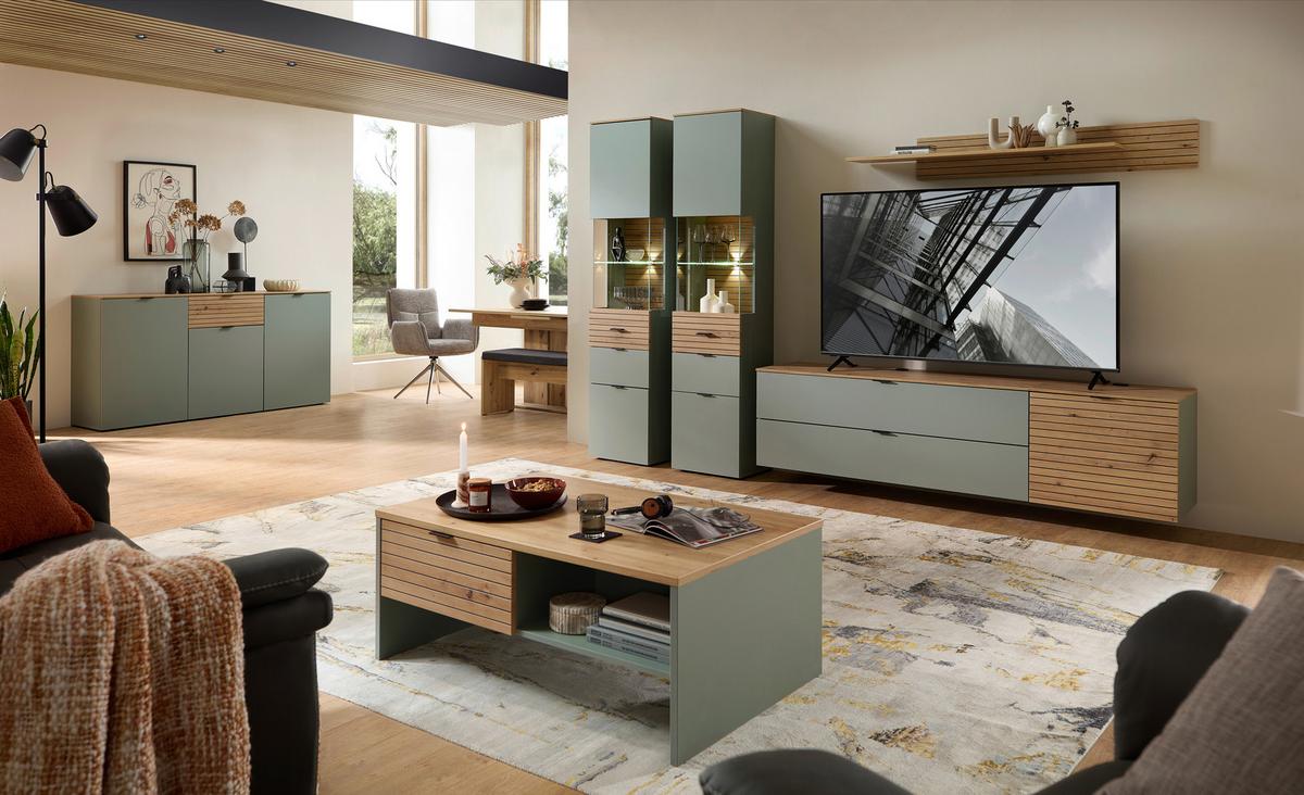 VYSOKÁ KOMODA MEMPHIS - černá/zelená, Moderní, kov/kompozitní dřevo (125/125/45cm) - Premium Living