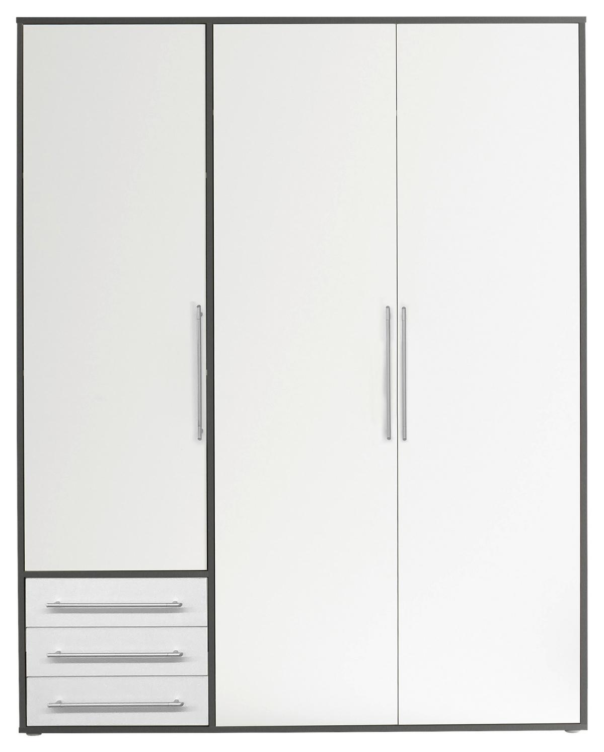 Drehtürenschrank Mit Laden B: 155 Cm Lyss Weiß/graphit - Graphitfarben/Weiß, MODERN, Holzwerkstoff (155/194/58cm) - Livetastic