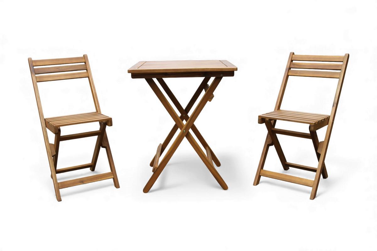 Balkonset, 3-teilig Akazie, klappbar - Hellbraun, Basics, Holz (60/60/72cm)