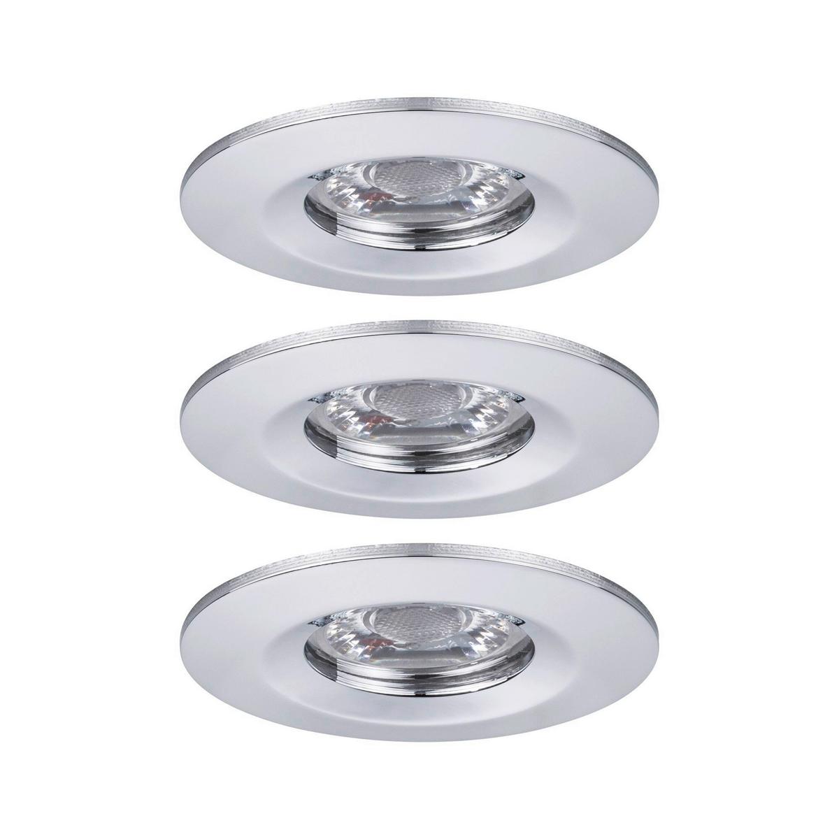 LED-Deckenleuchte Ø 6,5 cm 3er-Set Alufarben Rund - Chromfarben/Alufarben, Basics, Metall (6,5cm) - Paulmann