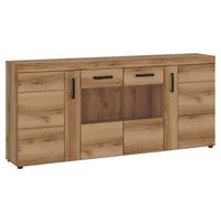 Kommode Cortina Eichefarben Dekor B: 185,1 cm - Eichefarben/Schwarz, MODERN, Glas/Holzwerkstoff (185,1/86/40,9cm)
