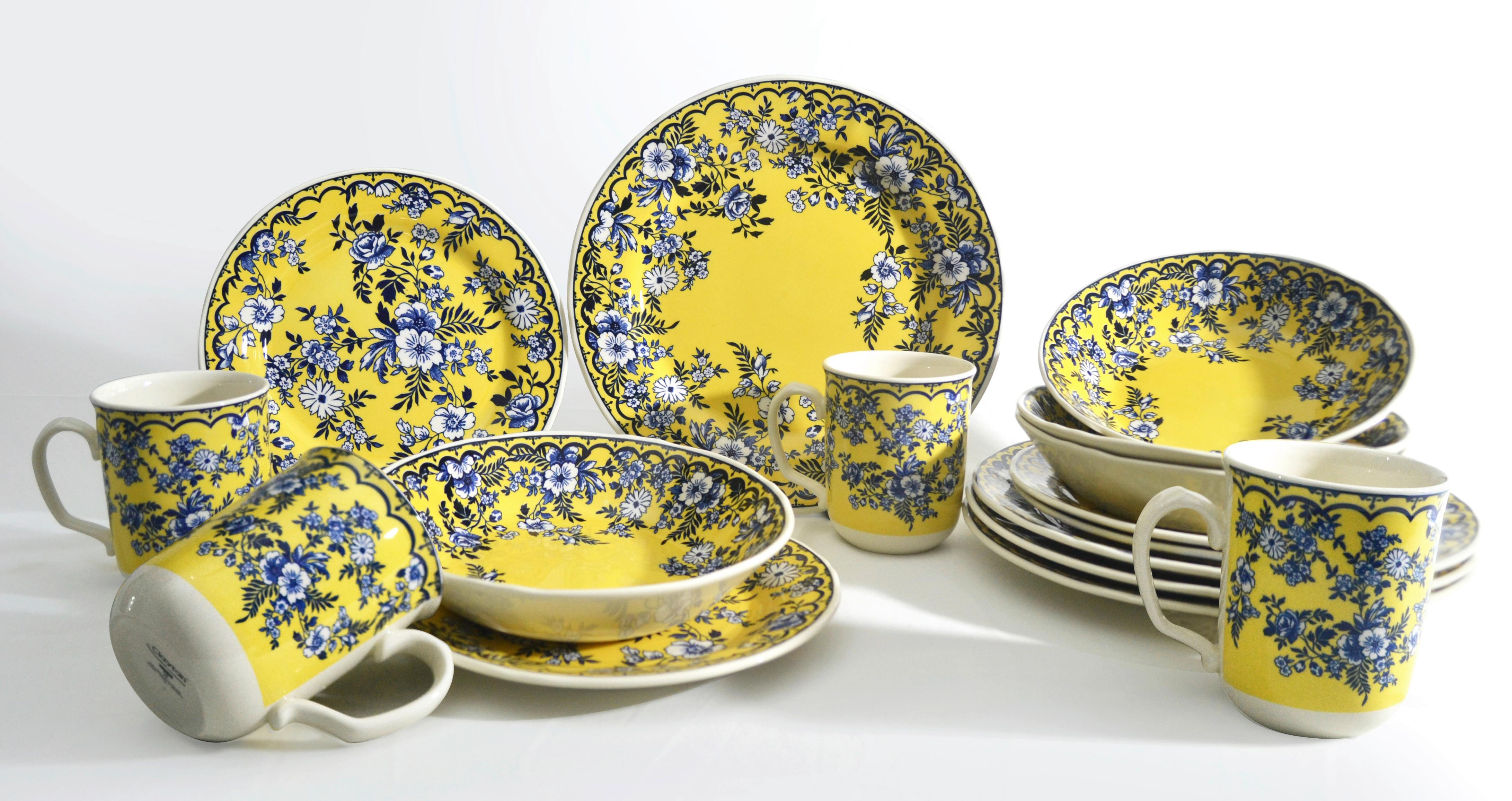 Kombiservice Keramik 4 Personen Geschirr Set - Gelb, Basics, Keramik - Creatable