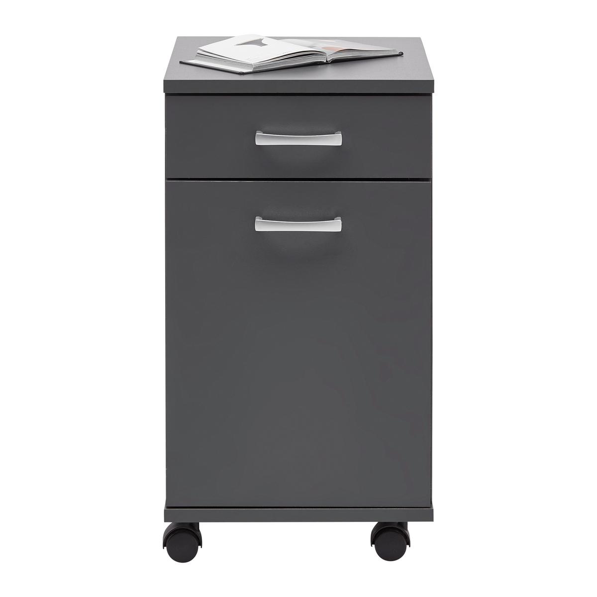 Kontejner CAORLE - barvy chromu/antracitová, Konvenční, kompozitní dřevo/plast (33/59/38cm) - Mömax