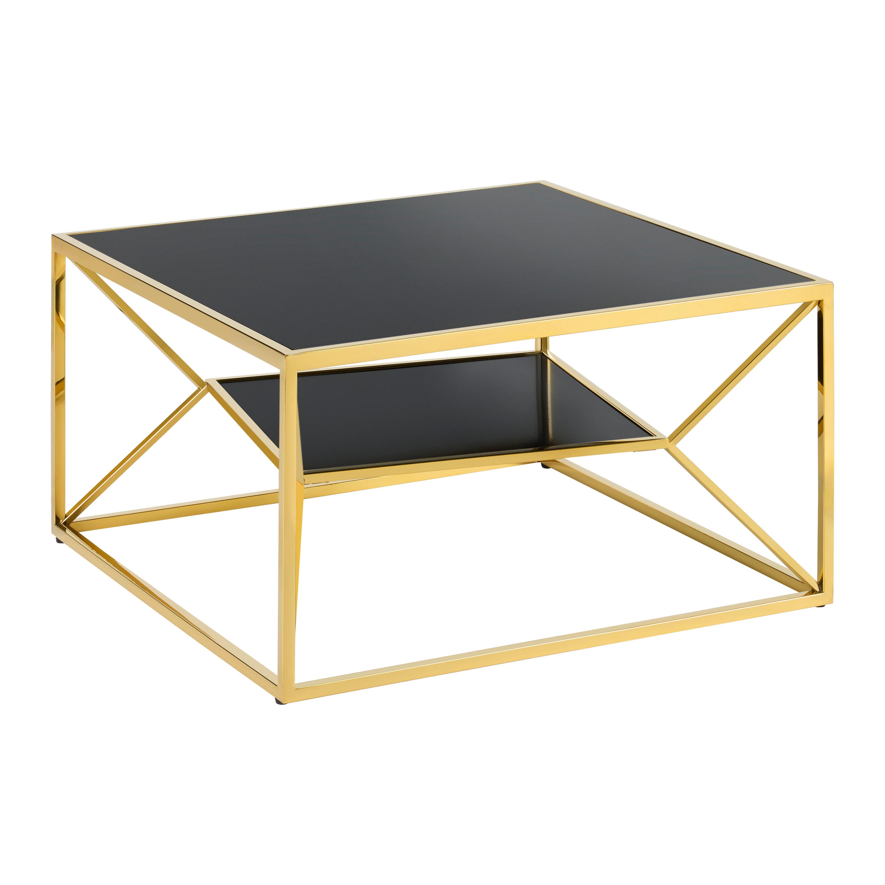 KONFERENČNÝ STOLÍK ANGEL II - čierna/zlatá, Modern, kov/sklo (70/38/70cm) - Mömax