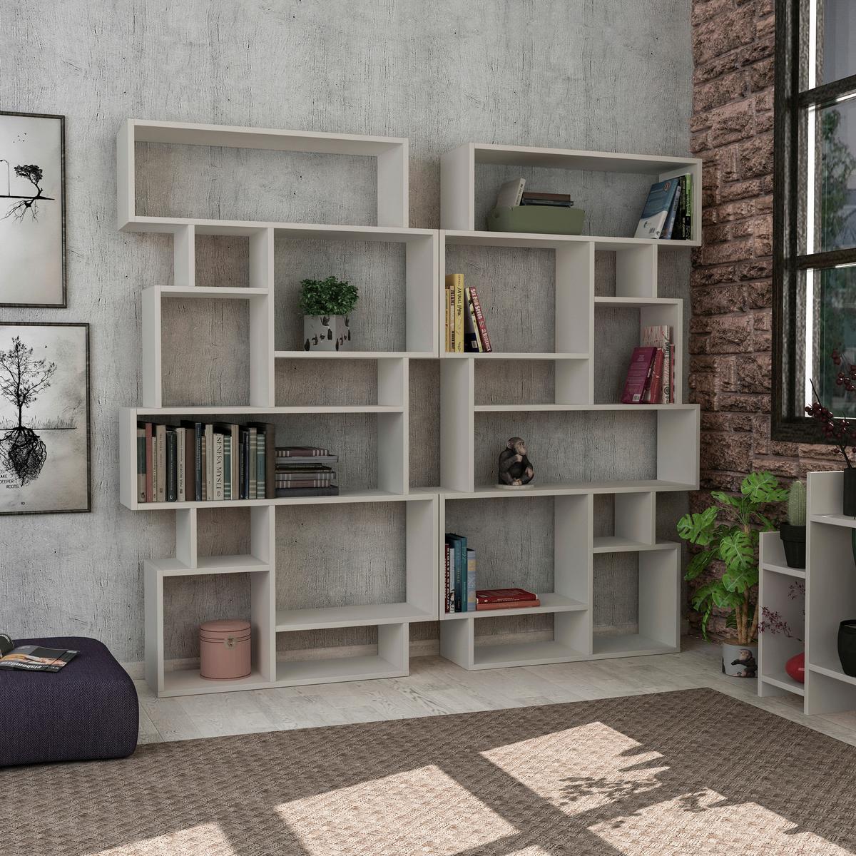Bücherwand Karmato Bücherregal - Weiß, Design, Holzwerkstoff (96/169/26cm) - Livetastic