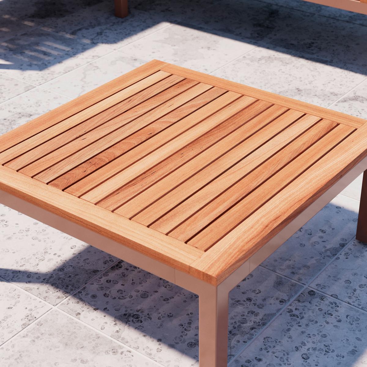 TERASOVÁ SEDACÍ SOUPRAVA LIA - hnědá/barvy akácie, Moderní, kov/dřevo (138/77/207cm) - Mömax