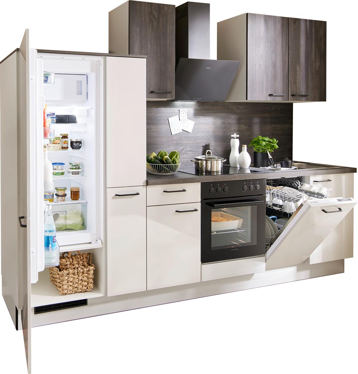 Küchenblock Pn215/Pn100 - Eiche dunkel/Hellgrau, Basics, Holzwerkstoff (290cm) - Pino