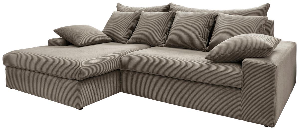 Ecksofa Avellino Graubraun S: 200/278 cm - Graubraun/Schwarz, MODERN, Textil (200/278cm) - Livetastic