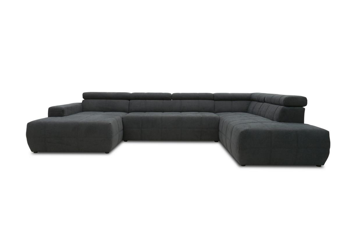 Wohnlandschaft Brandon Kopfteilverstellung Dunkelgrau - Dunkelgrau/Schwarz, Design, Textil (175/359/228cm) - MID.YOU
