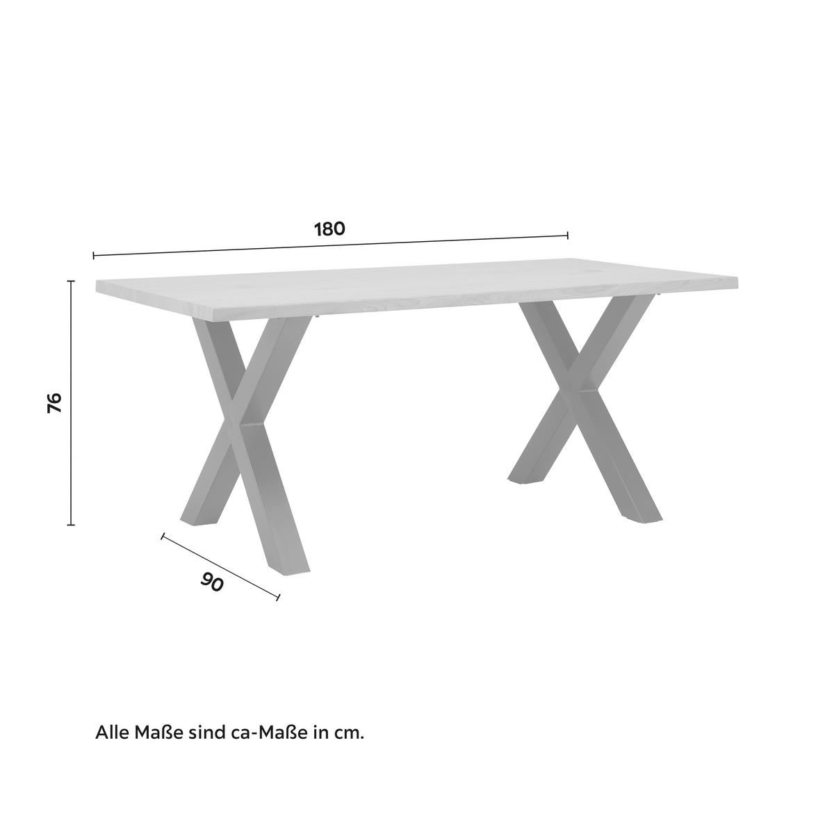 Jídelní stůl GIONA 180x90 cm - černá/barvy jasanu, Moderní, kov/kompozitní dřevo (180/76/90cm) - Bessagi Home