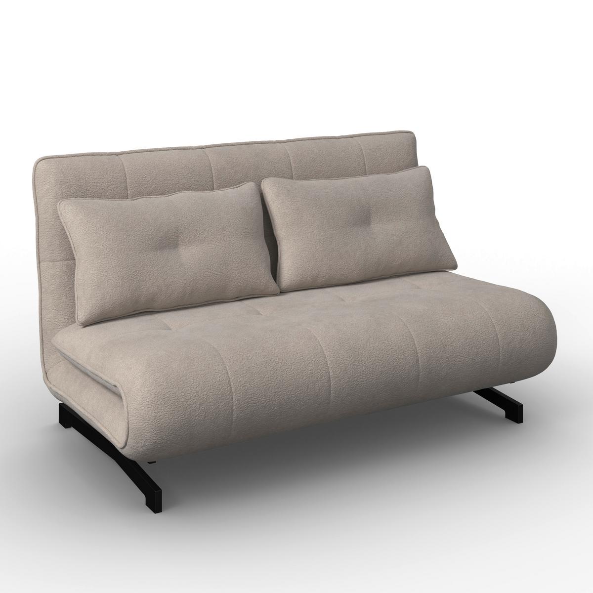 Rozkládací pohovka LUNA, béžové buklé, max.240 kg - černá/béžová, Moderní, kov/textil (142/62/40cm) - Bessagi Home