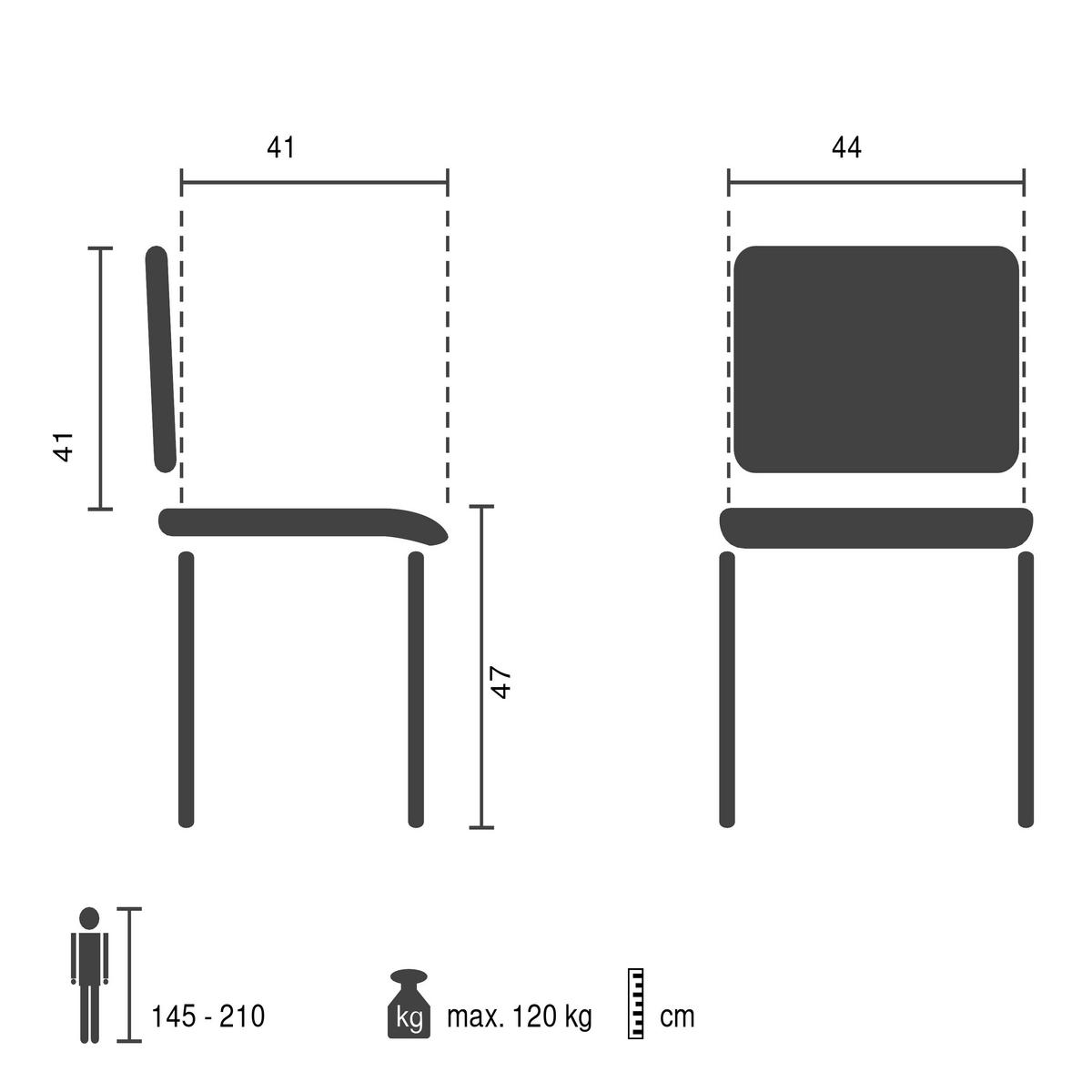 BESUCHERSTUHL Meet Schwarz B: 54cm - Schwarz, MODERN, Textil/Metall (54/81/51cm) - MID.YOU
