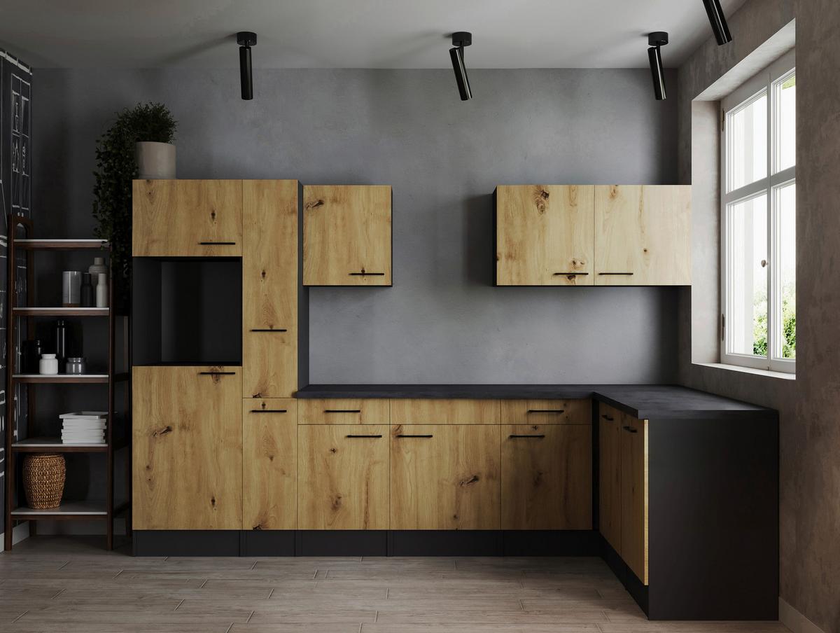 Eckküche Oliver Artisan Dekor S: 310x172 cm - Eiche Artisan/Grau, Design, Holzwerkstoff (310/172cm) - Respekta